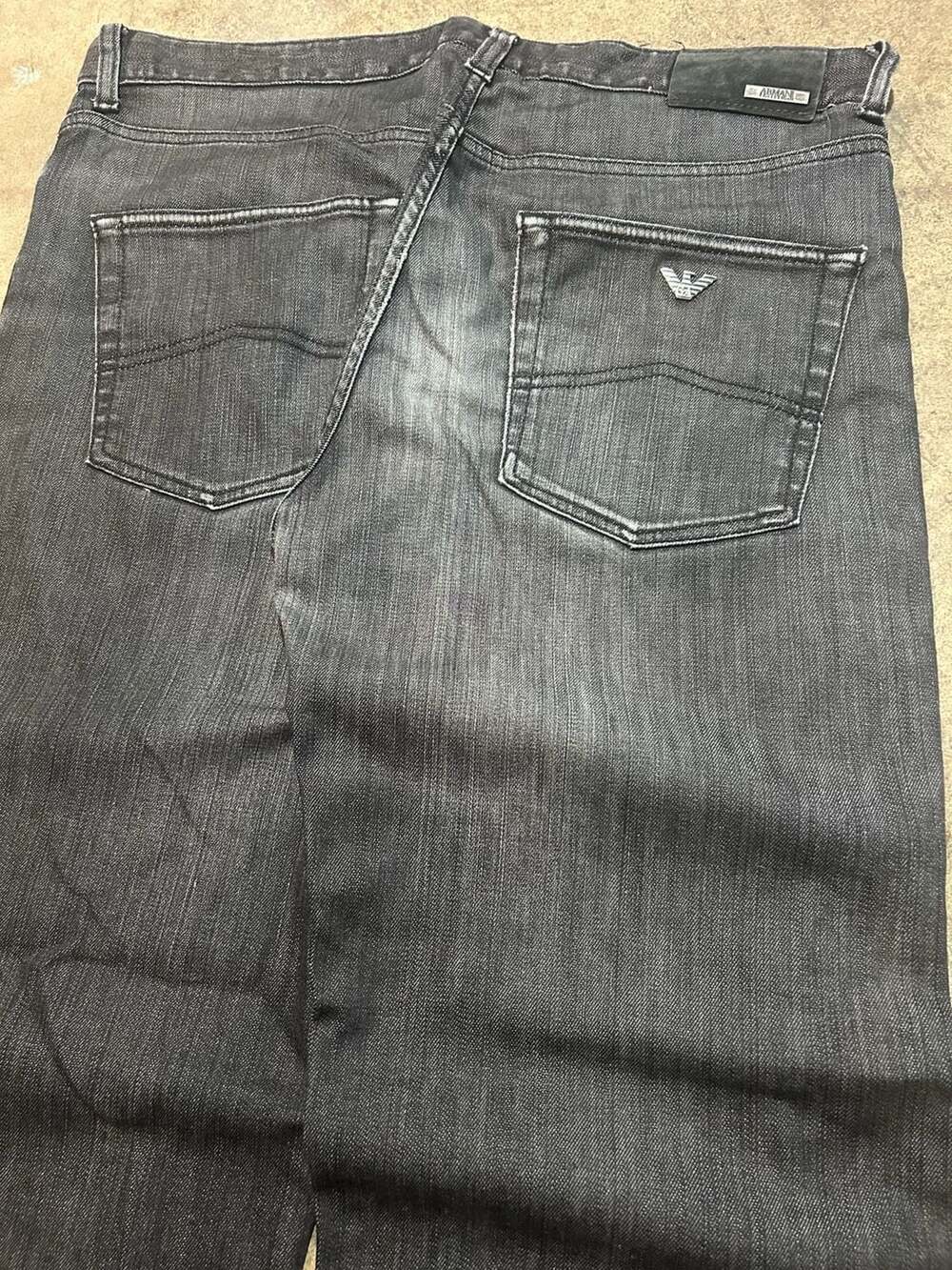 Armani Collezioni Jeans Size 36 Black Denim Metal Logo Pants